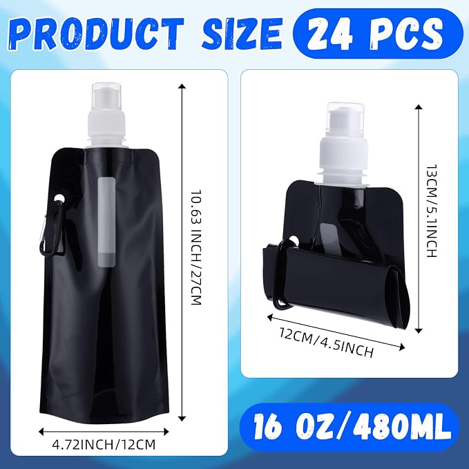 Teenyyou 24 Pack Collapsible Water Bottles Bulk 16oz Foldable Water Bottles - Image 2