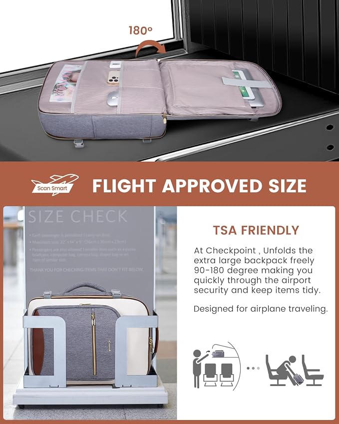 LOVEVOOK 50L Travel Backpack for Women & Men, Airline Approved Carry On Luggage - Image 2