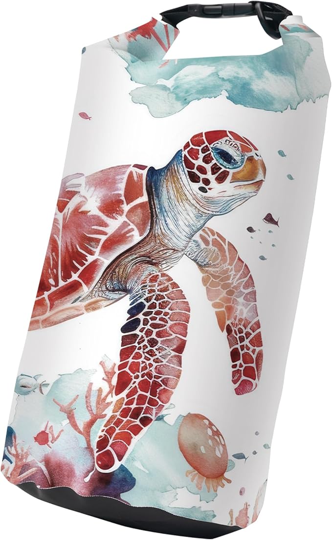 Waterproof Dry Bag, Sea Turtle Jellyfish Coral Red Small Waterproof Backpack by Cliduli