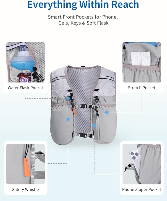ECOHUB Running Hydration Vest Backpack, Lightweight Hydration Pack Bag Daypack - Image 4