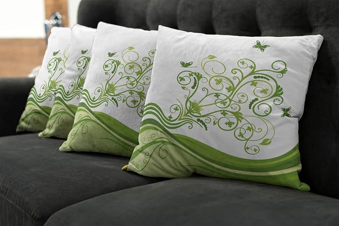 Ambesonne Vines Throw Pillow Cushion Case Pack of 4, Butterflies Leaves Flowers - Image 7