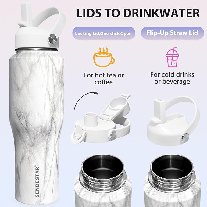 SENDESTAR 40oz Stainless Steel Water Bottle, Double Wall Vacuum Insulated Bottle - Image 5