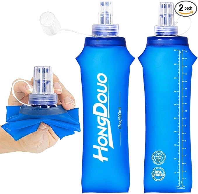 2PCS Running Vest Soft Flask, BPA-Free Soft Flasks 17oz/500ml TPU Collapsible by Unknown