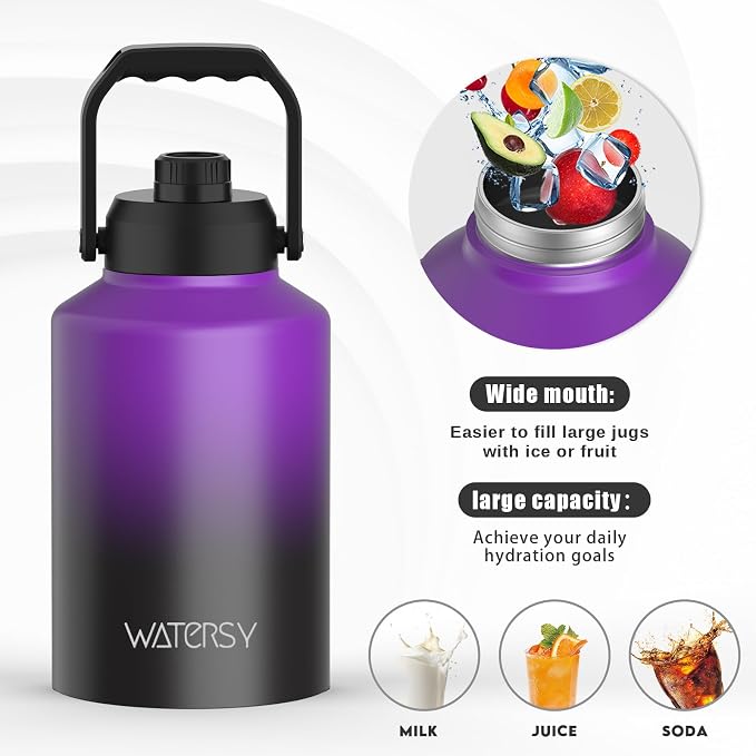 WATERSY 1 Gallon Water Bottle Insulated, BPA Free&Leak Proof, 128oz Stainless - Image 5