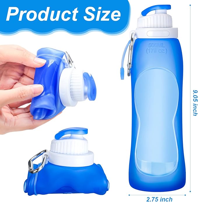 Zopeal 4 Pieces Collapsible Water Bottles Roll up Folding Silicone Foldable - Image 3