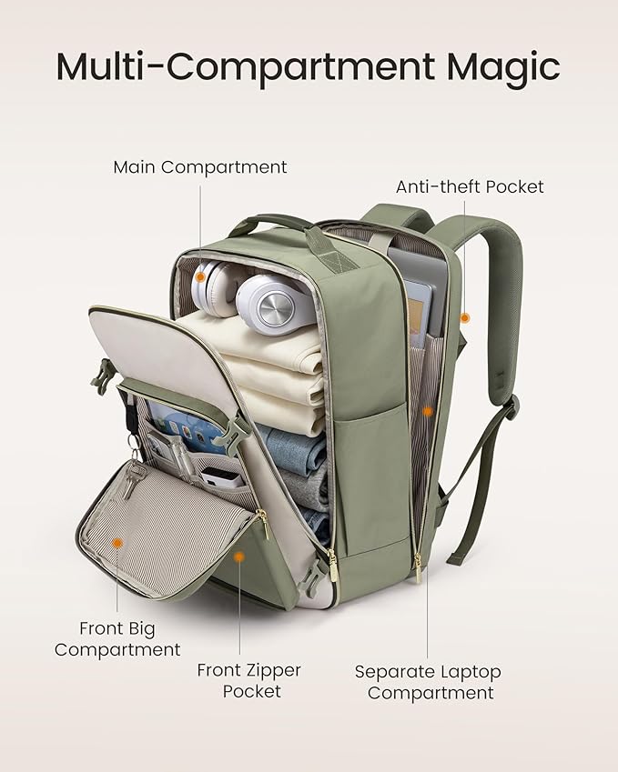 LOVEVOOK 50L Travel Backpack for Women & Men, Airline Approved Carry On Luggage - Image 3