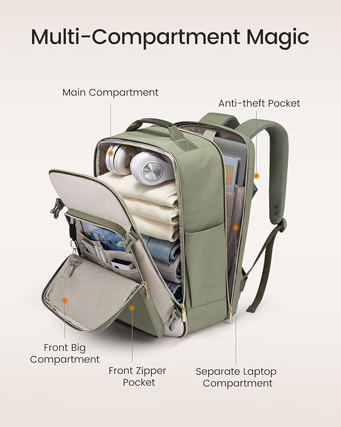 LOVEVOOK 40L Travel Backpack for Women & Men, Airline Approved Carry On Luggage - Image 3