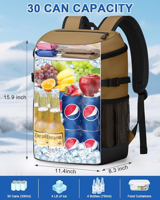 Pritent Cooler Backpack for Men Women Insulated Waterproof Backpack Cooler Leak - Image 5