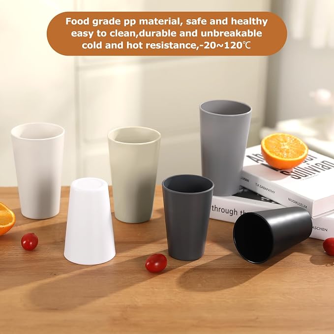 HEYCOME 24 Pcs Unbreakable Plastic Cups Set, Stackable Water Tumblers, Drinking - Image 4