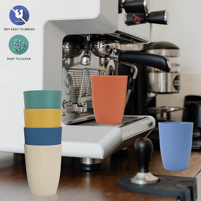 Wrova Wheat Straw Cups 6 PCS Good Alternative to Plastic Reusable Cups 20 oz - Image 5