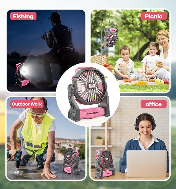 DOWILLDO 30000mAh Portable Battery Powered Camping Fan - - Image 7