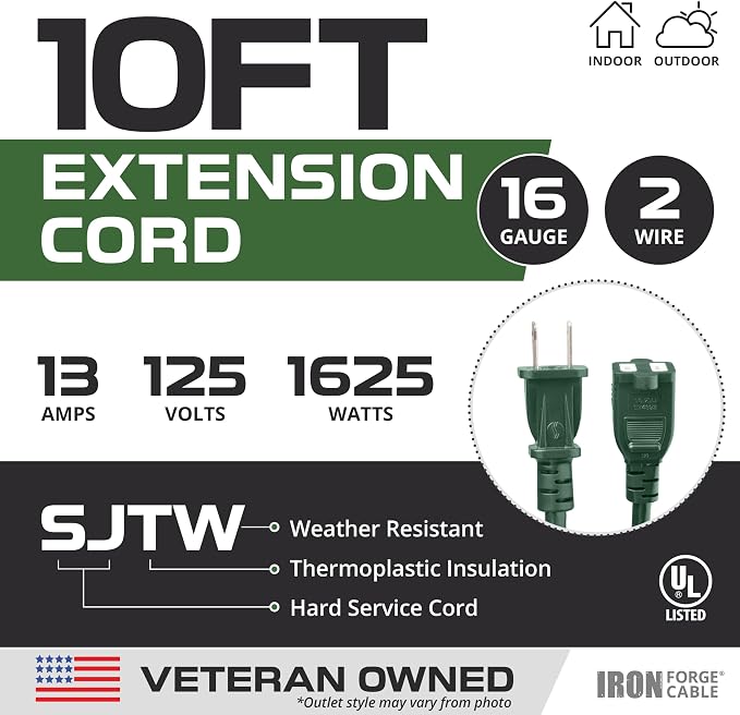 Iron Forge Cable 2 Prong Outdoor Extension Cord 10 ft - Image 2