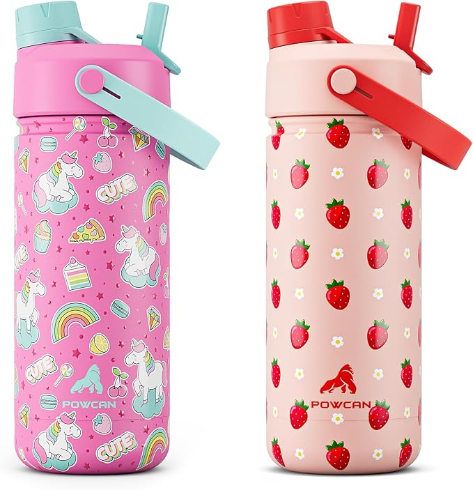POWCAN 2 Pack 18 oz Insulated Water Bottle by POWCAN