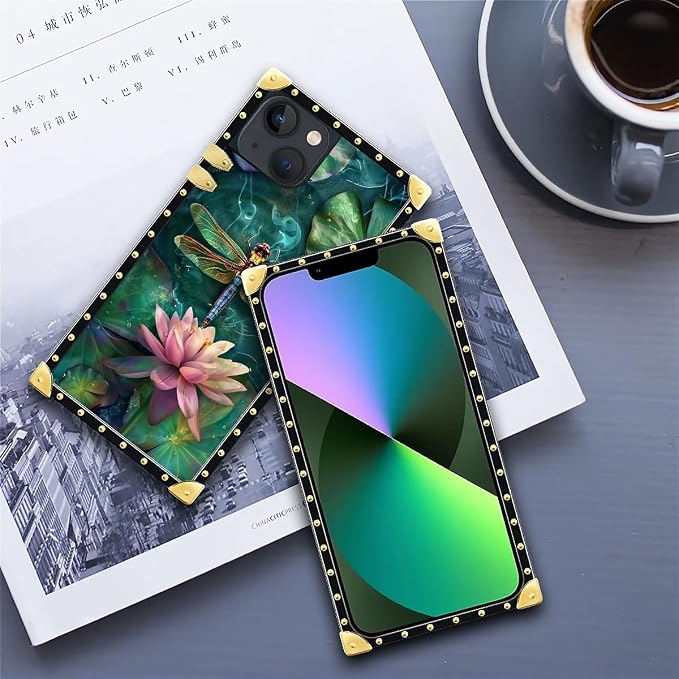 Compatible with iPhone 13 Case, Colourful Dragonfly Pink Lily Pads Luxury - Image 6