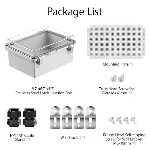 LeMotech Electrical Box, IP67 Waterproof Hinged Clear Cover Stainless Steel - Image 9