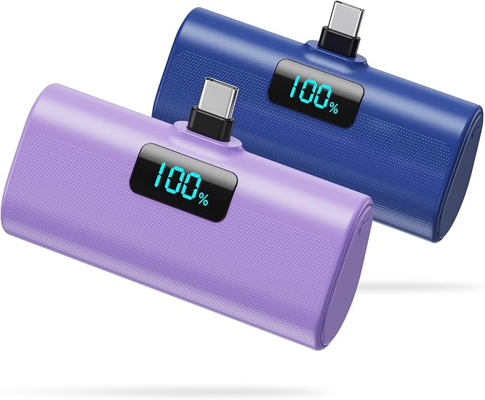 Small Portable Charger 5200mAh, Upgraded PD USB C Power Bank Built-in USB-C by HETP
