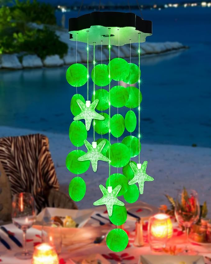 Toodour Solar Wind Chimes for Outside, Shells Light Gifts for Mom Grandma Women by Toodour