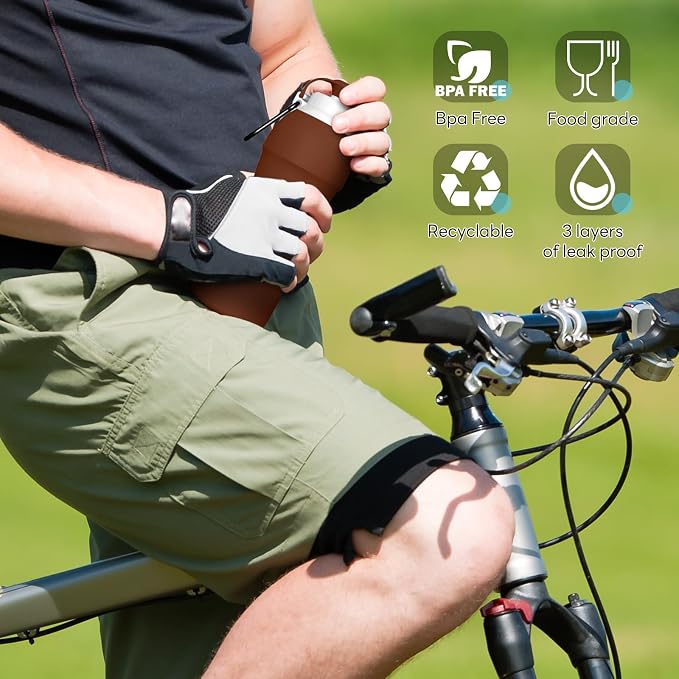 Collapsible Lightweight 20oz Water Bottle, Food-Grade Silicone BPA Free - Image 2
