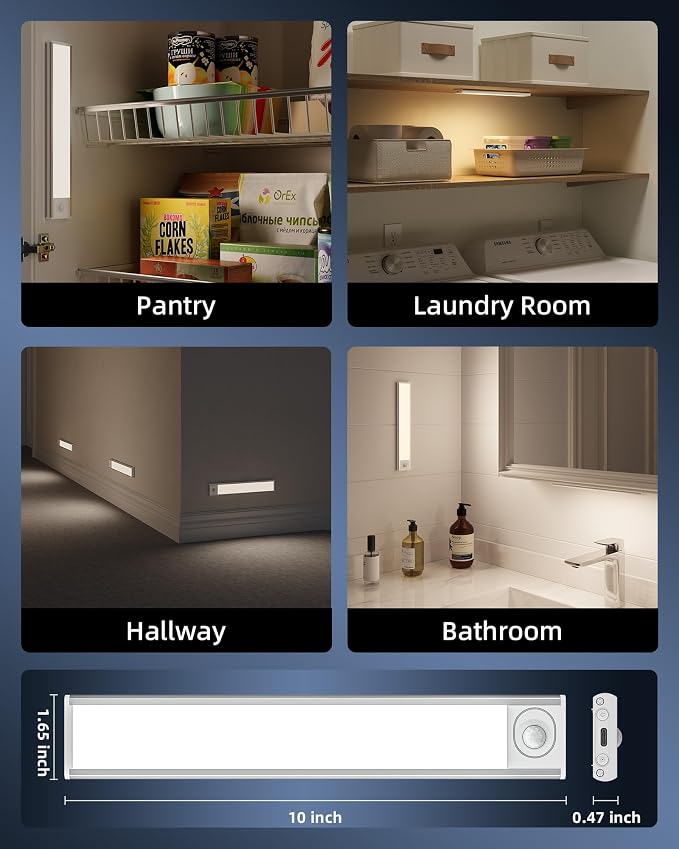 10inch Under Cabinet Lighting, Magnetic Closet Lights, Dimmable & 3 Color Temps - Image 9