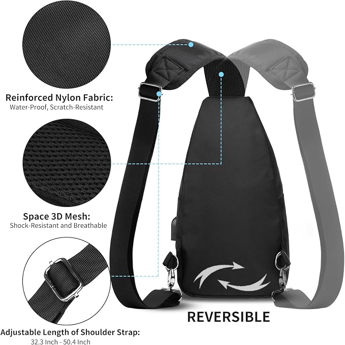 AMJ Crossbody Sling Bag Men Women, Casual Shoulder Backpack, Chest Daypack - Image 4