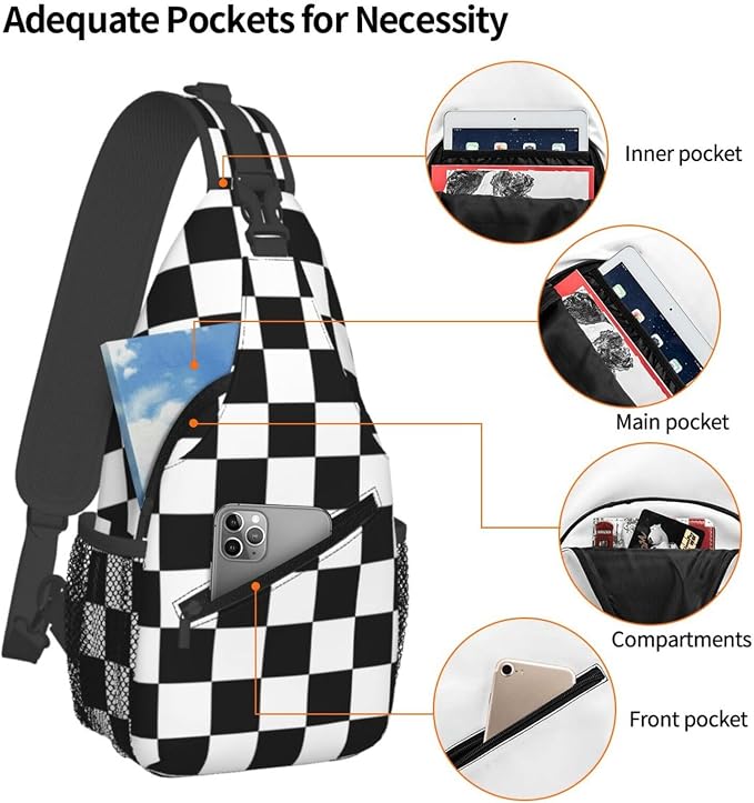Checkered Crossbody Sling Bags for Women Men Checkerboard - Image 3