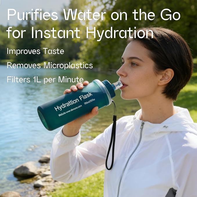 GUYI 500ml Collapsible Water Filter Bottle, Removes Impurities, BPA Free - Image 4