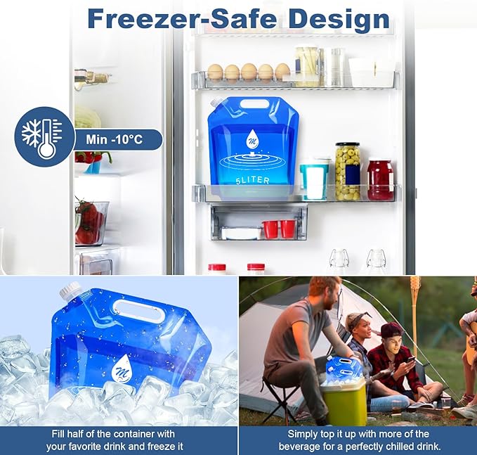 SOCATER Water Container Bags, 4 Packs BPA Free No-Leak Foldable Plastic 1.3 - Image 4