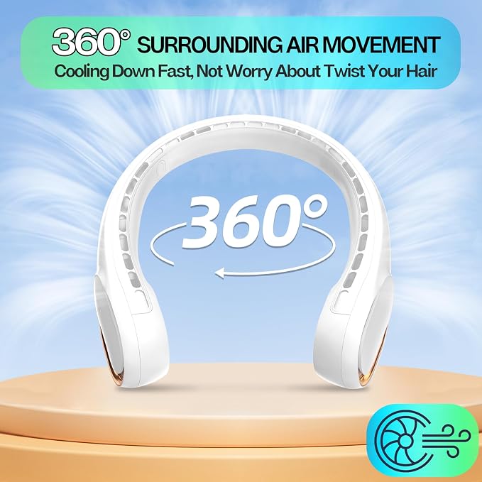 KIDEE Neck Fan, Neck Fans Portable Rechargeable, Upgrade 360° Air Outlet - Image 4