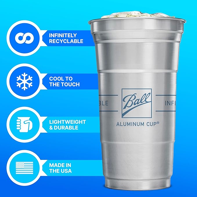 Top Cup Aluminum Cups, 12 oz Reusable Party Cups, Cold-Holding, Recyclable - Image 2
