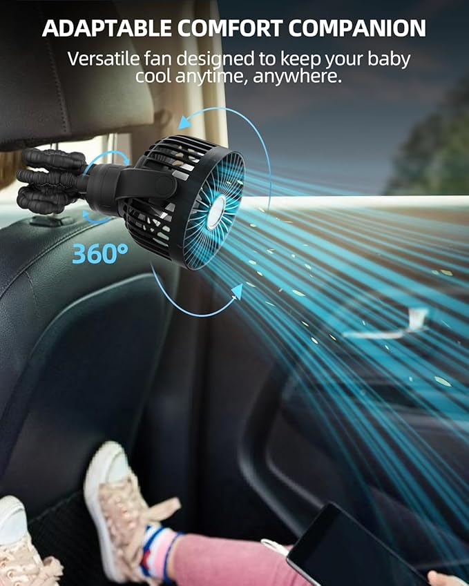 Portable Stroller Mini Fan, Small Rechargeable Personal Fan, Baby Travel - Image 5