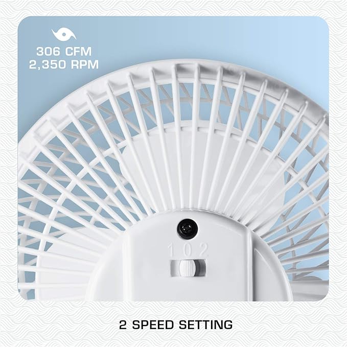 Hurricane Classic 6 Inch Clip Fan, 2 Speed Portable Desk Table Fan - Image 4