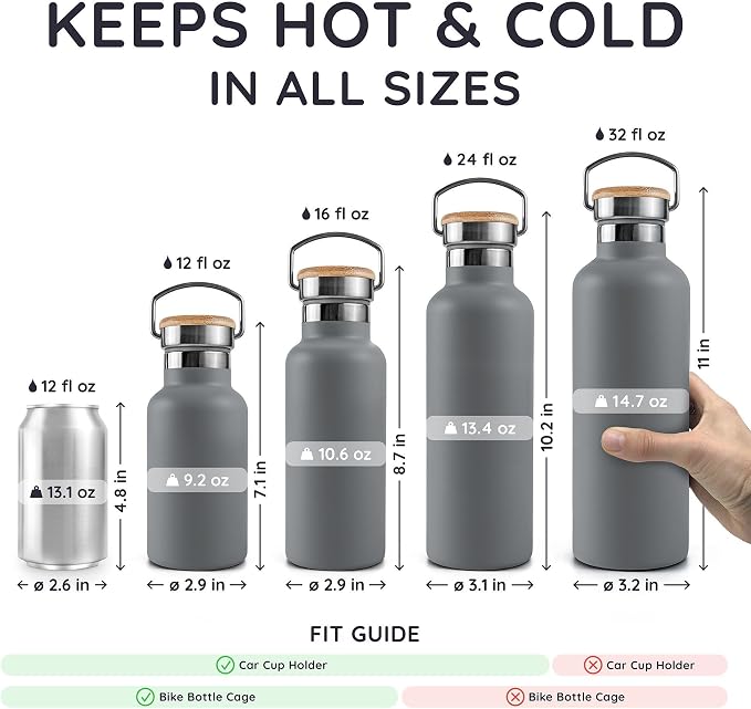 Bambaw 12 oz Stainless Steel Water Bottle, Insulated Water Bottle - Image 5