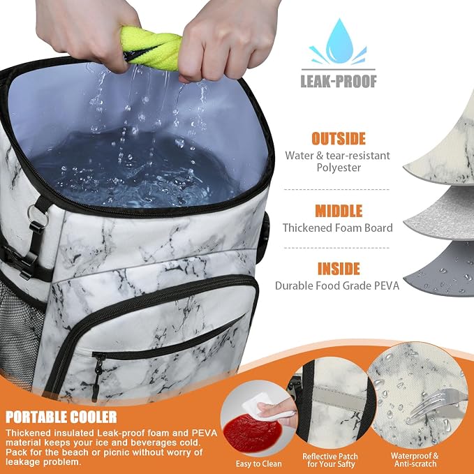 Cooler Backpack Insulated Leakproof Waterproof Backpack Cooler Bag 30/45 Cans - Image 3
