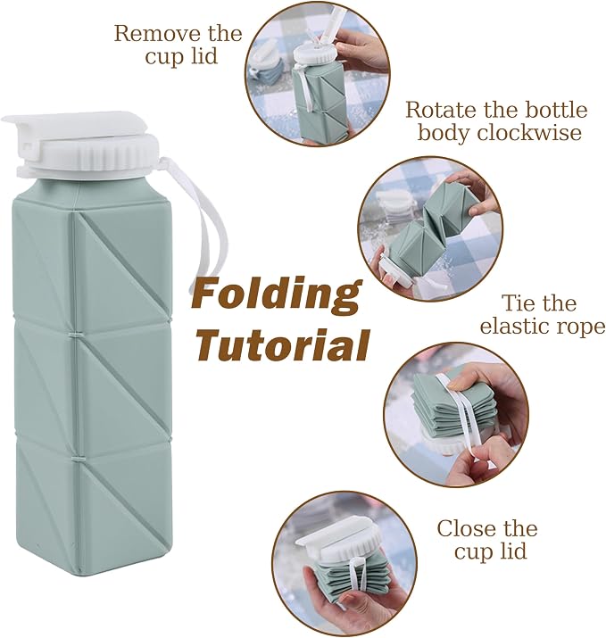 EOBTAIN Green Silicone Collapsible Water Bottle - Image 8
