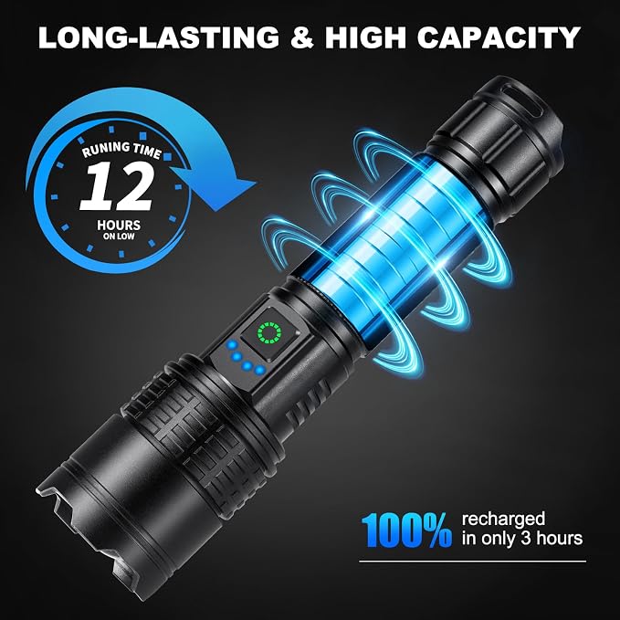 Kmivo Rechargeable Led Flashlight High Lumens - Image 4