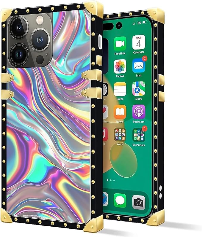 Compatible with iPhone 14 Pro Max Case, Holographic Abstract Iridescent - Image 2