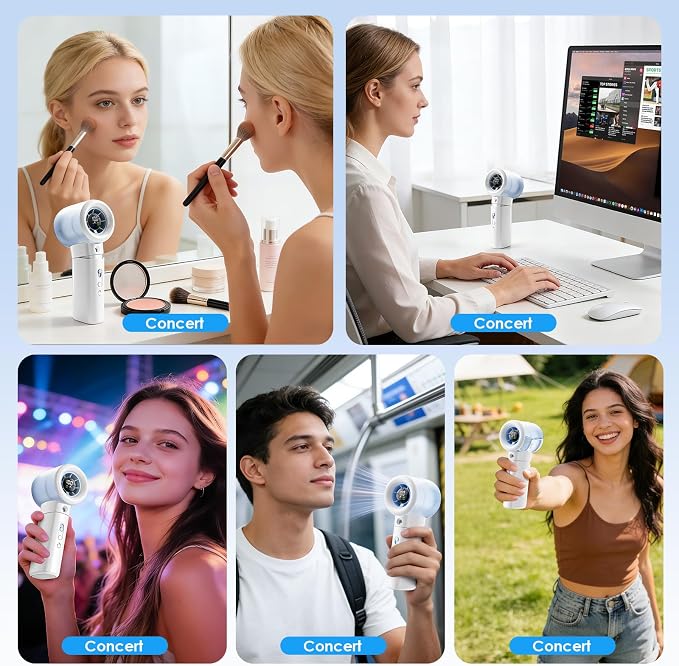 Portable Misting Fan Handheld Powerful Turbo Fan, 100 Speeds, 6000mAh - Image 8