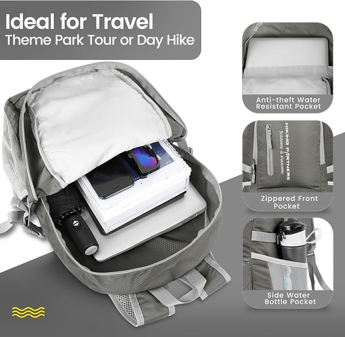 ZOMAKE Lightweight Packable Backpack - 35L Light Foldable Hiking Backpacks - Image 3