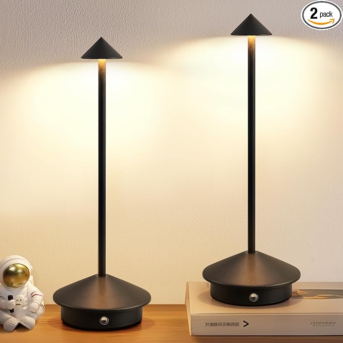 Modern Cordless Table Lamp Set of 2, Portable LED Desk Lamps, 5000mAh by NEWSEE