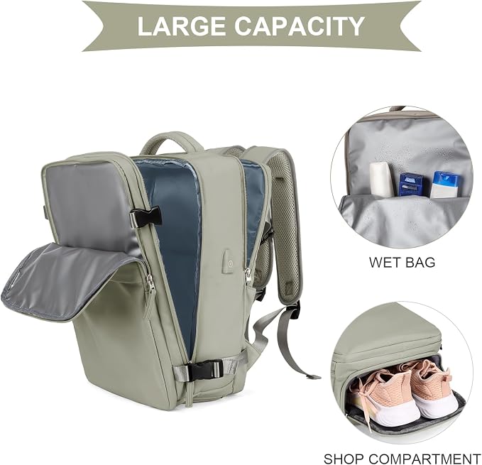 coowoz Black Travel Backpack For Women Men Airline Approved, Carry On Backpack - Image 3