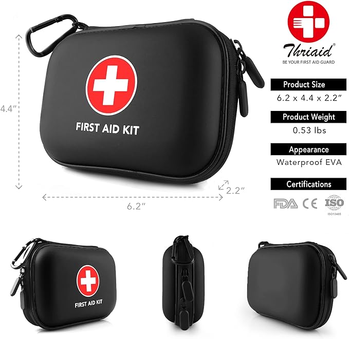Mini First Aid Kit, 100 Pieces Water-Resistant Hard Shell Small Case - Image 2