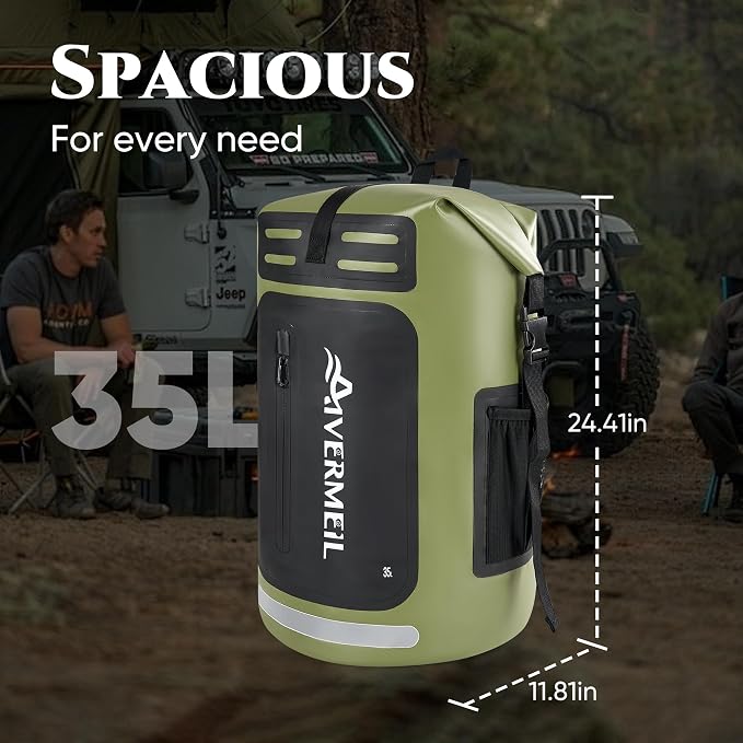 Waterproof Dry Bag with Waterproof Phone Case Green - Image 2