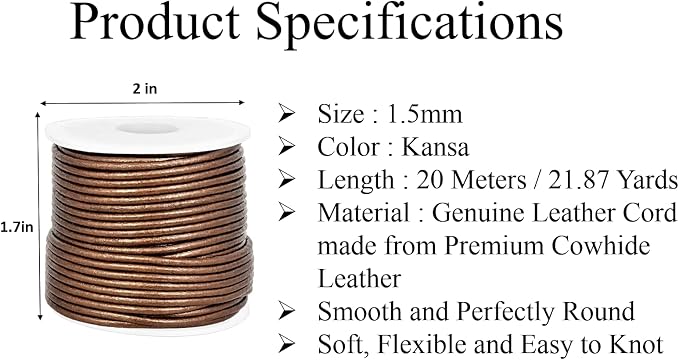 GENIQUE Real/Genuine Round Leather String Cord - Image 3