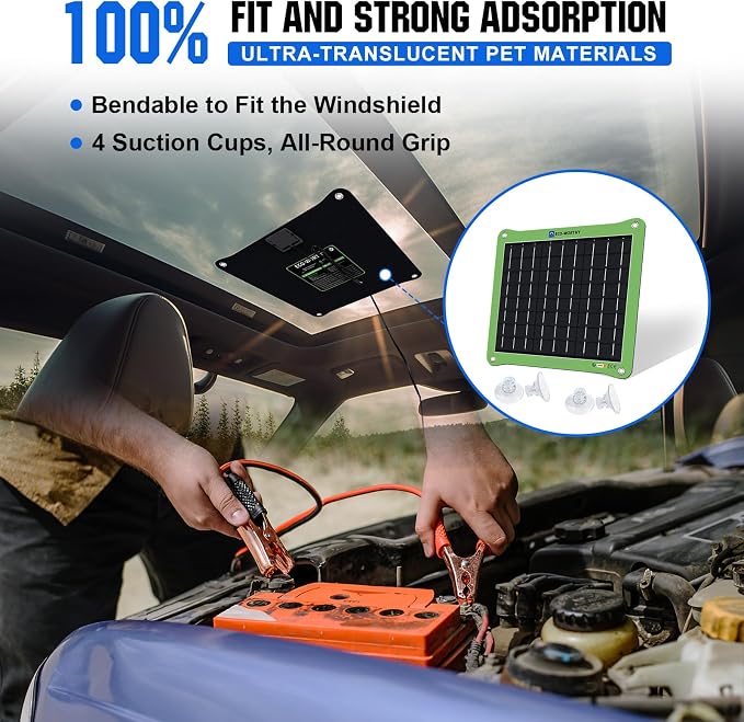 ECO-WORTHY Upgrade 7.5W Solar Car Battery Charger Maintainer 12V Waterproof - Image 2