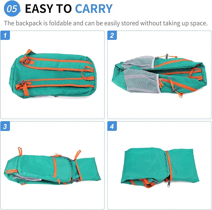 Hiking Daypack Packable, Camping Backpack Water Resistant Lightweight Polyester - Image 6