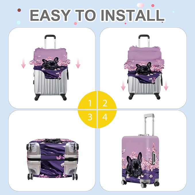 ANNA QUEEN French Bulldog Luggage Cover, Cute Black Dog - Image 6