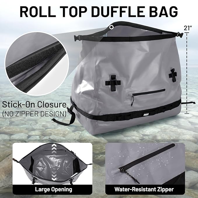 MIER Waterproof Duffel Bag Motorcycle Dry Bag Backpack Large Roll-Top Heavy - Image 4