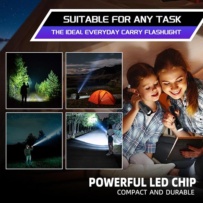 6 Pack LED Rechargeable Flashlight, Super Bright Small Mini Camping Flashlights - Image 6