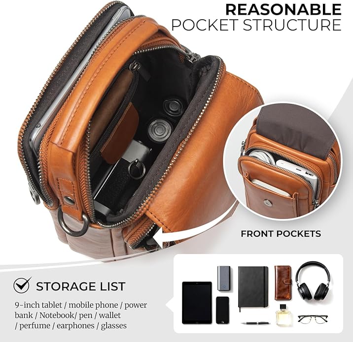 Augus Leather Small Messenger Bag - Image 6