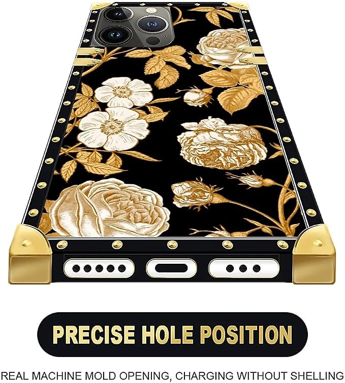 Compatible with iPhone 16 Pro Max Case, Blooming Rose Golden Flower Luxury - Image 5